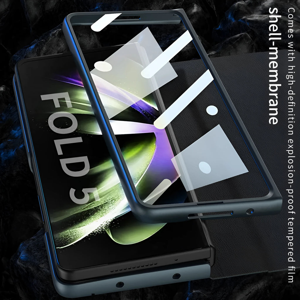 Samsung Galaxy Z Fold5 PC back cover case in carbon fibre pattern on phone