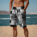 Men's 3D plaid mesh shorts with loose fit and micro-elastic fabric for summer