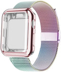 Magnetic Milanese metal and TPU Apple Watch band on a wrist, showing adjustable clasp.