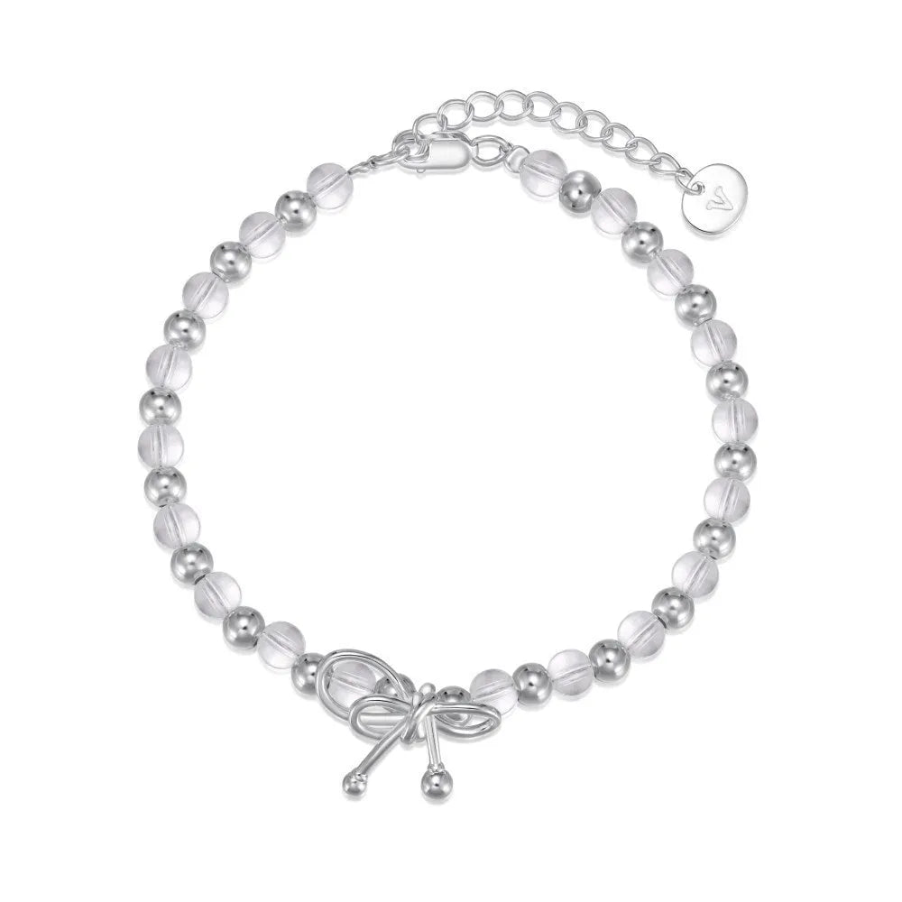 925 sterling silver bow bracelet for women electroplated finish silver tone