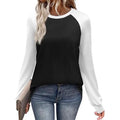Long sleeve round neck polyester T-shirt shown in black, blue, grey, and pink colours