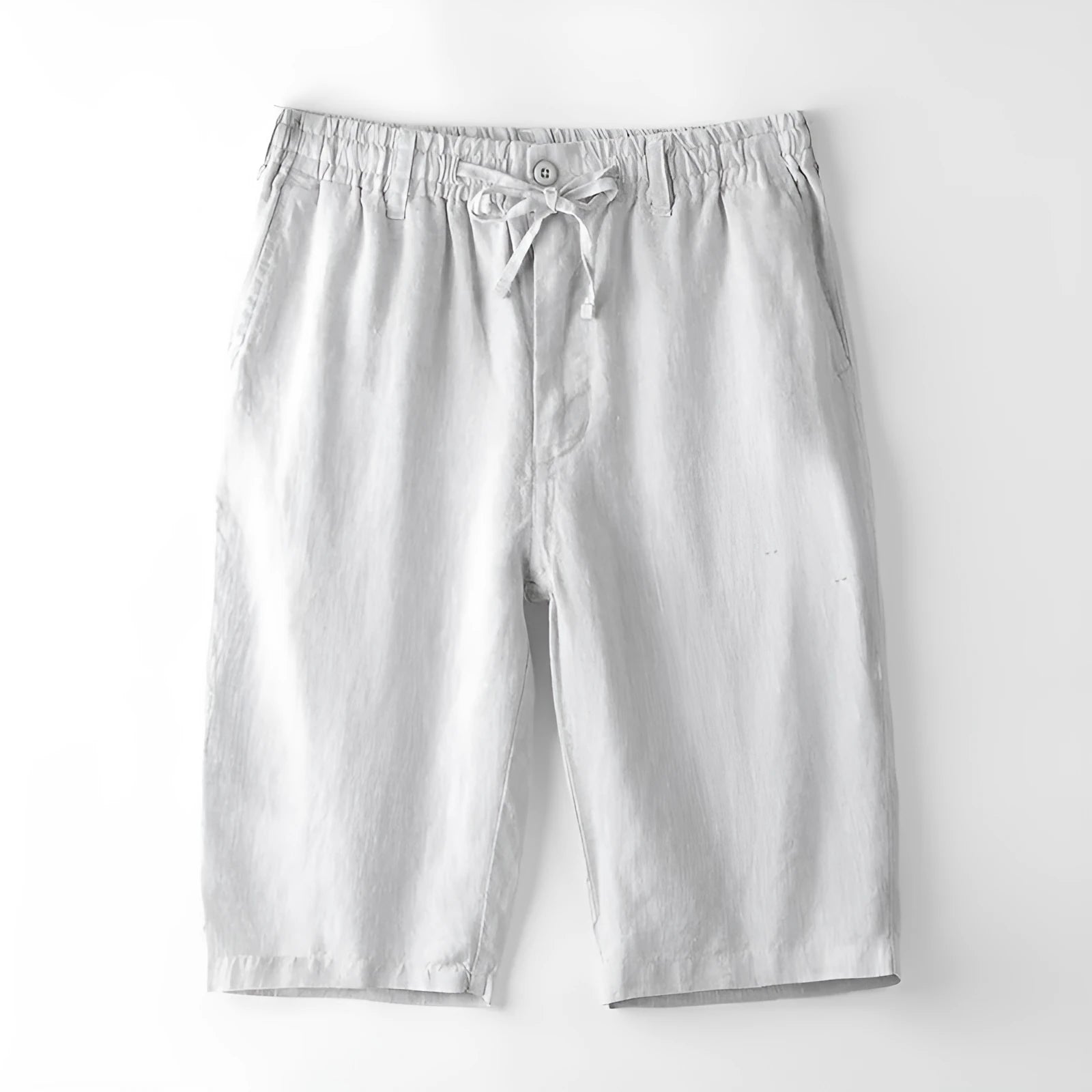 Men's loose fit linen casual trousers in a straight leg style, shown in multiple colour options