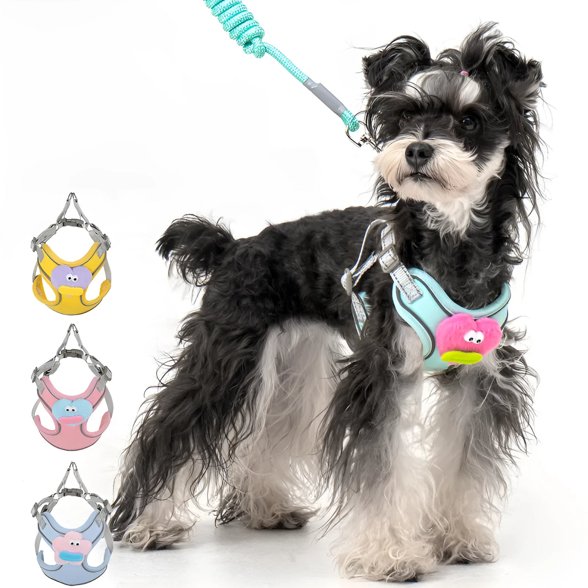 No pull dog harness with multifunction leash in blue, step-in design, reflective stitching, sizes XS to XL