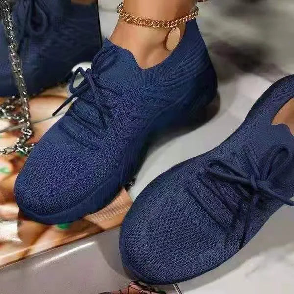 Women's thick sole sports sneakers in black, white, red, blue, grey, khaki, pink or light blue colours