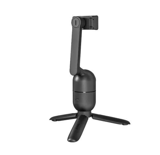 Black motorised mobile phone bracket on tripod with face tracking for live broadcasting