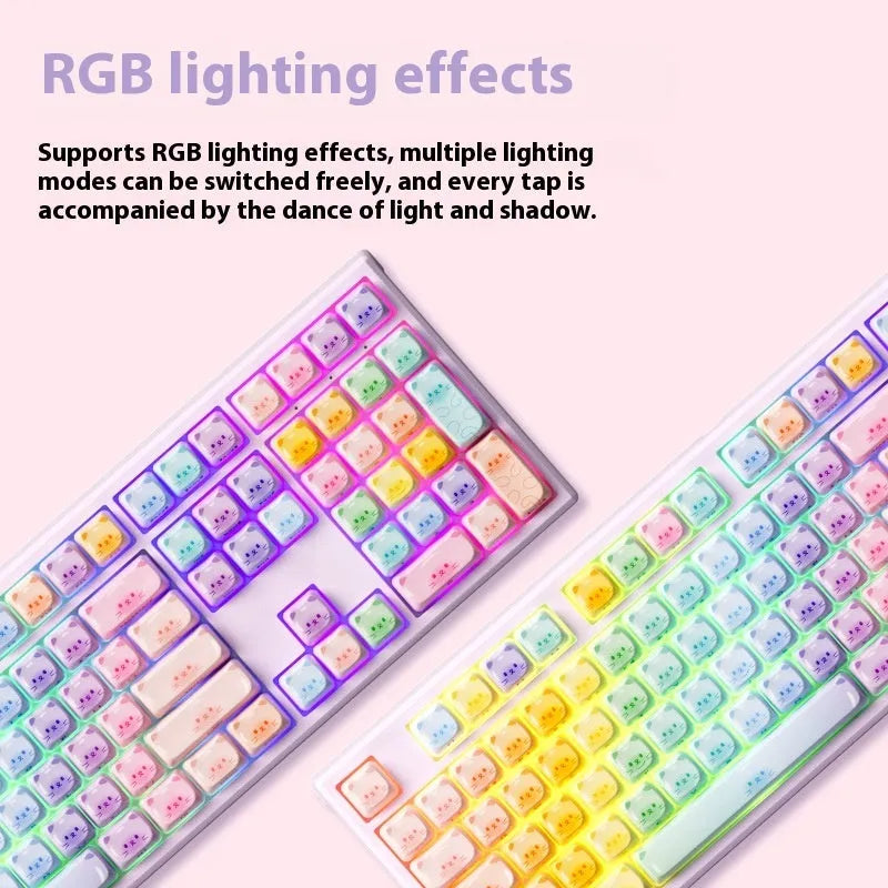 Colourful Sugar Cat mechanical keyboard with Bluetooth connectivity and piano shaft switches