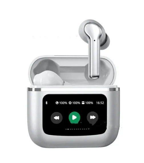 T68 PRO wireless Bluetooth in-ear headphones with touch colour screen in black, silver, or champagne colour