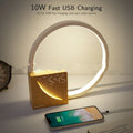 Navy Blue touch-control bedside lamp with digital alarm clock display and integrated speakers