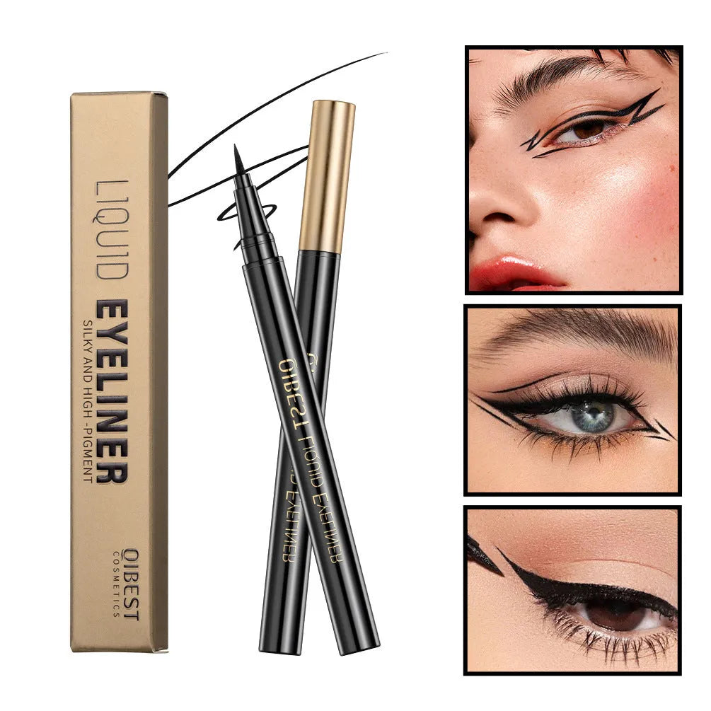 Black liquid eyeliner pen with quick-drying smudge-resistant sweat-proof formula