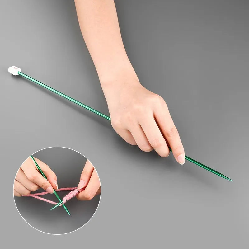 Set of lengthened crochet hooks with protective end caps in multiple sizes from 2.0mm to 10.0mm.