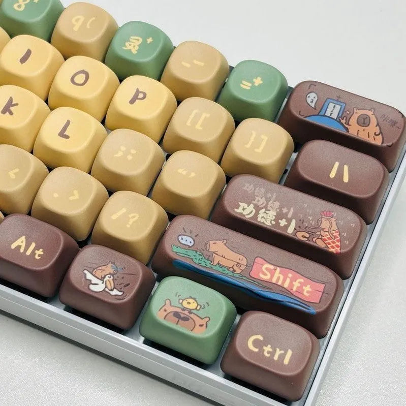 Capabala PBT Girl MOA Height profile 130-key ABS plastic mechanical keyboard keycap set laid out.