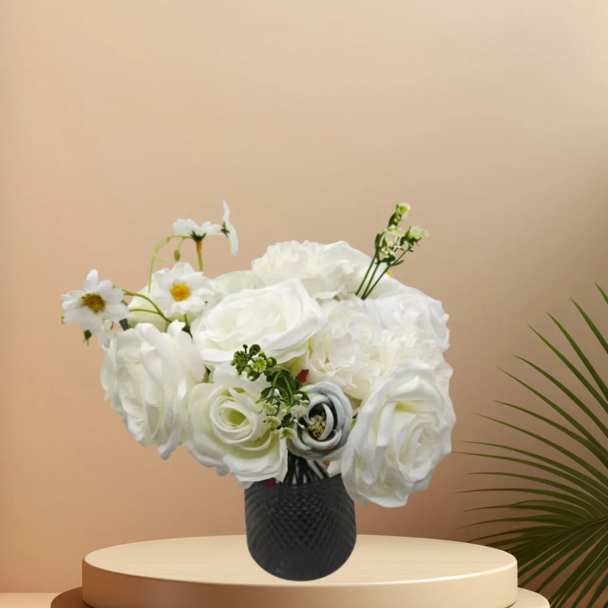 Silk flower and soft PVC artificial rose table vase decoration for wedding banquet home dining photography