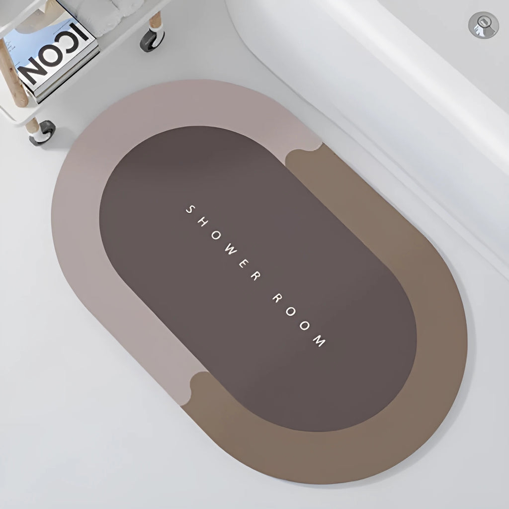 Bathroom absorbent cushion in oval shape artificial leather quick-drying carpet 40x60cm