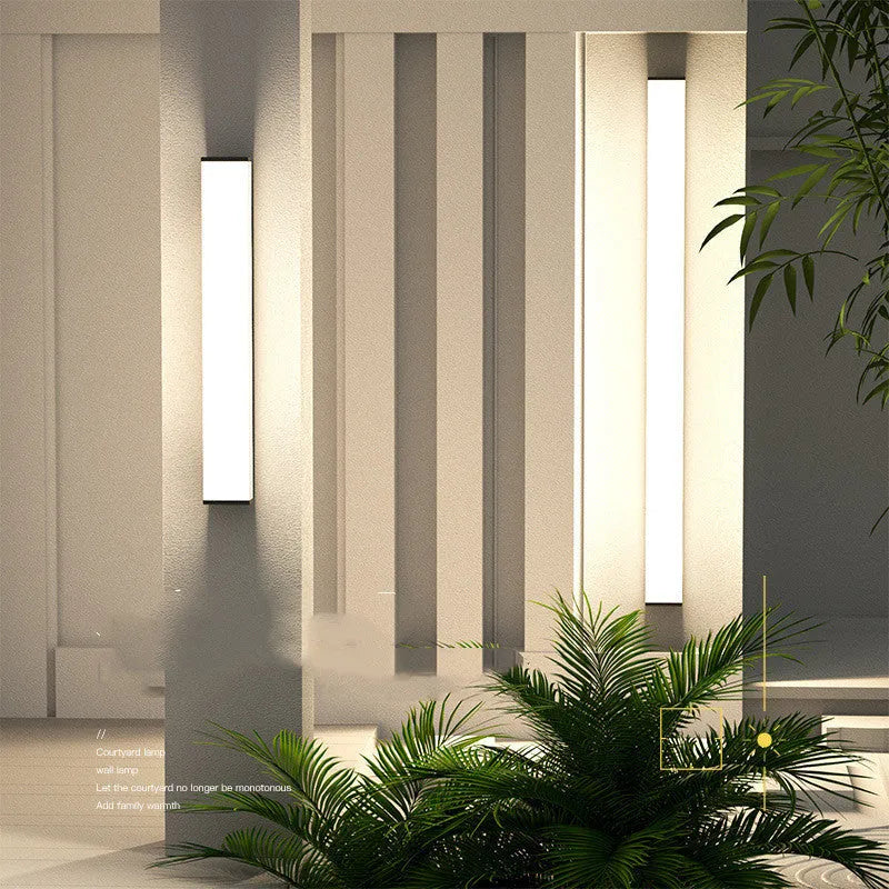 60cm tall outdoor waterproof wall light with stainless steel and PC construction, IP65 rated for courtyards and parks