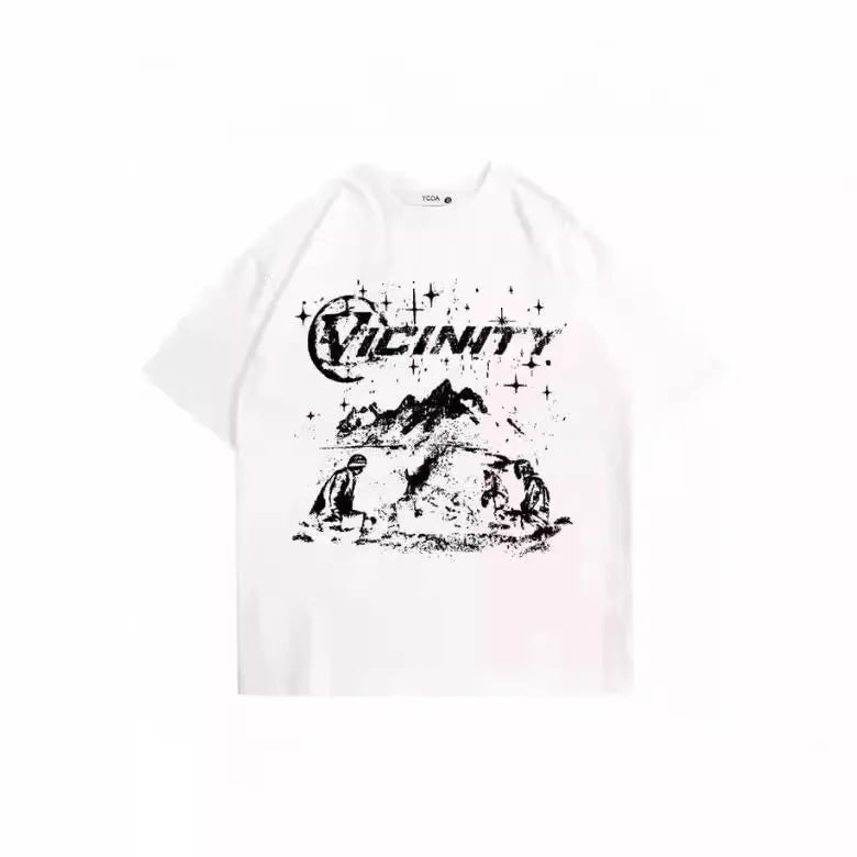Men's hip hop print t-shirt with retro graphics on polyester fabric in multiple sizes