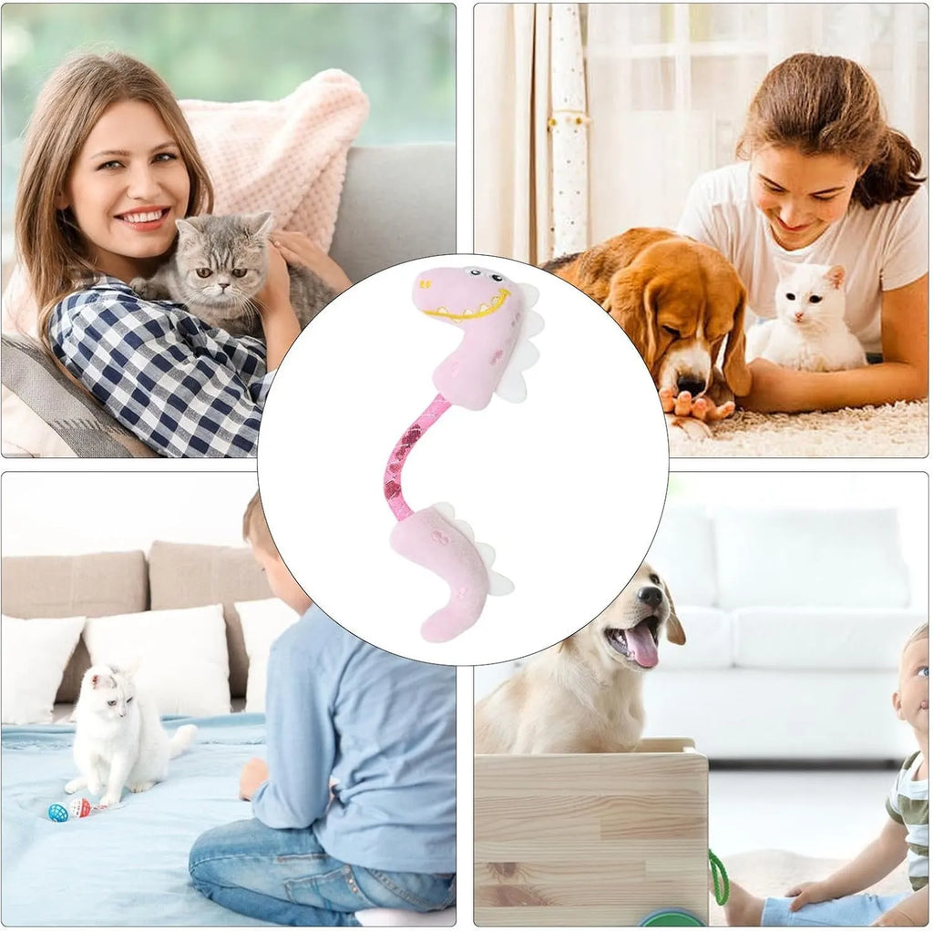 Bundle of four cat toys including chew toys, rope toys with springs, and kicker toys for indoor cats