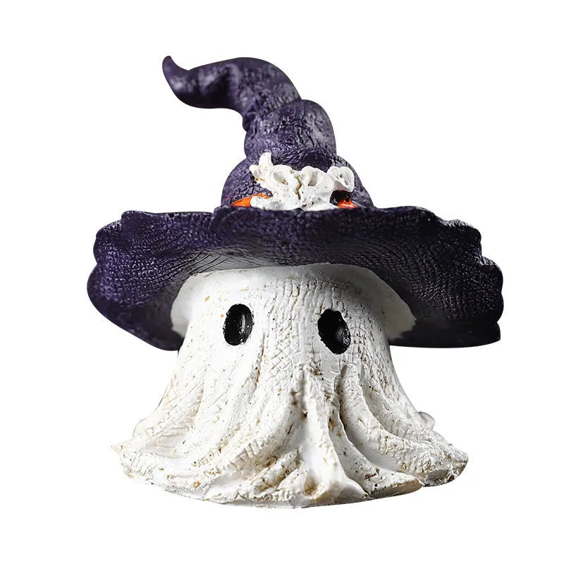 Resin wizard hat ghost ornament in purple or black for Halloween Christmas Easter decoration