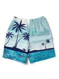 Man's blue swimming trunks made from quick-dry polyester fabric with a micro-elastic fit.