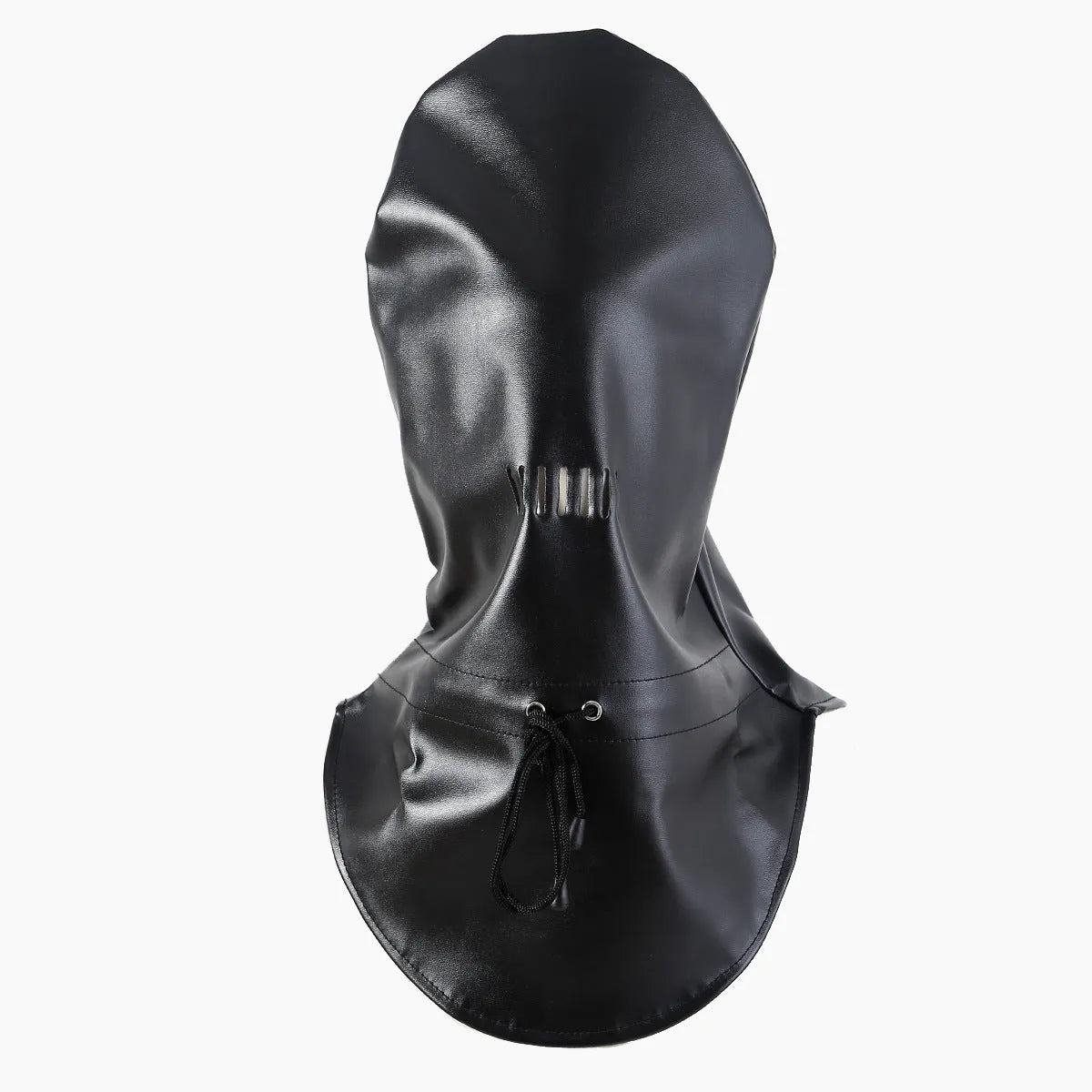 Black leather adult role-play mask with breathable design for training scenarios