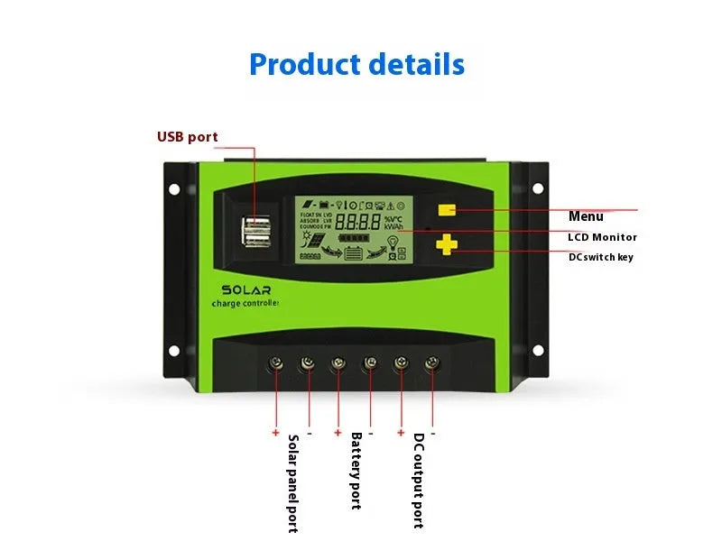 PWM solar charge controller 12V 24V 50A with IP32 enclosure