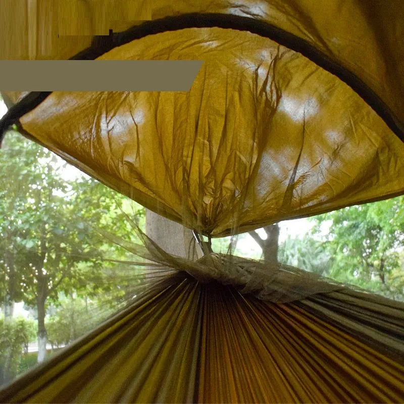 Outdoor camping thickened insect resistant mosquito net hammock 70D nylon hexagonal mesh army green colour