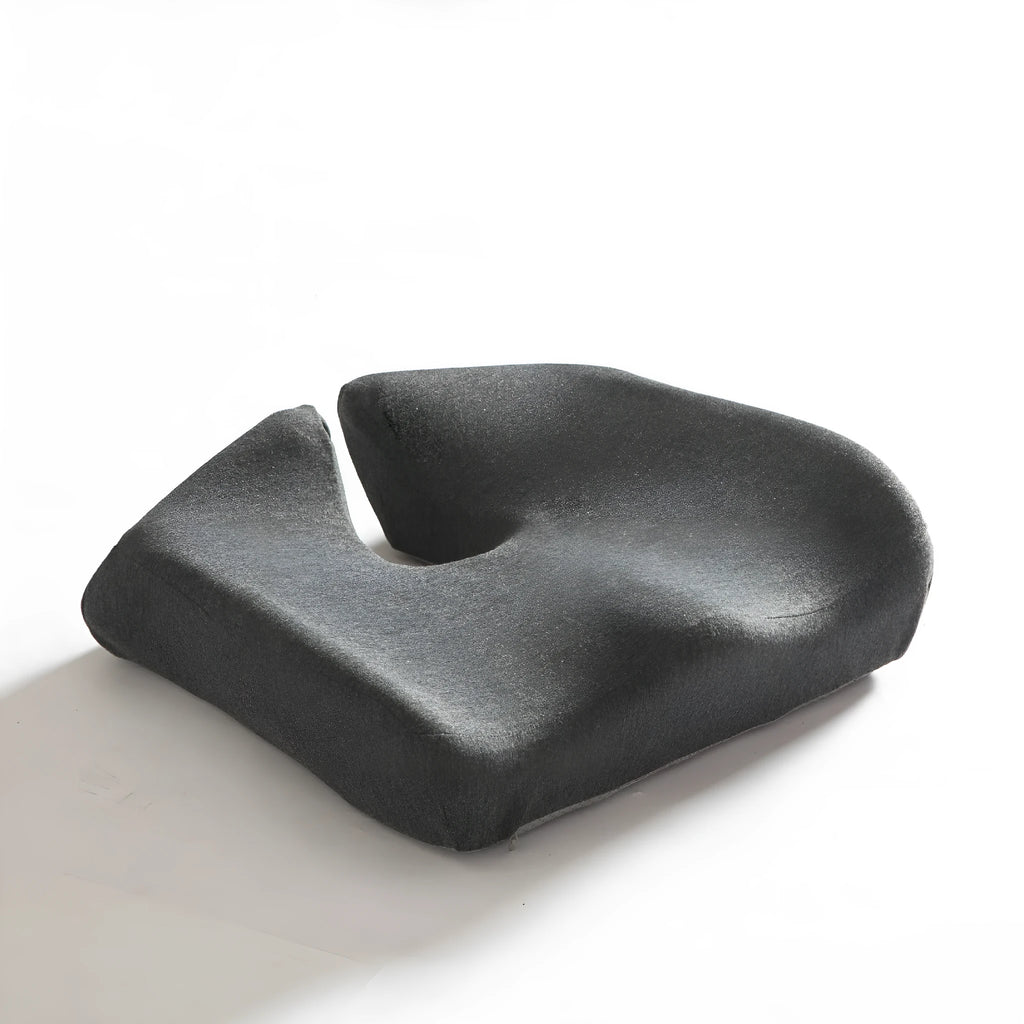 Memory foam office chair cushion in grey on desk chair