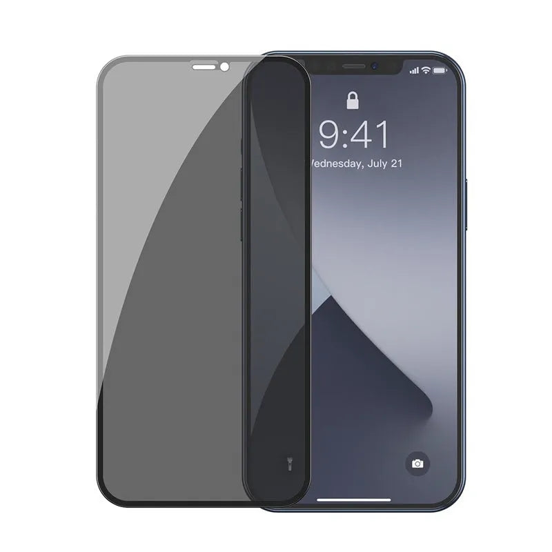 0.3mm black curved privacy tempered glass screen protector for iPhone 12 mini 5.4 inch with cleaning bag