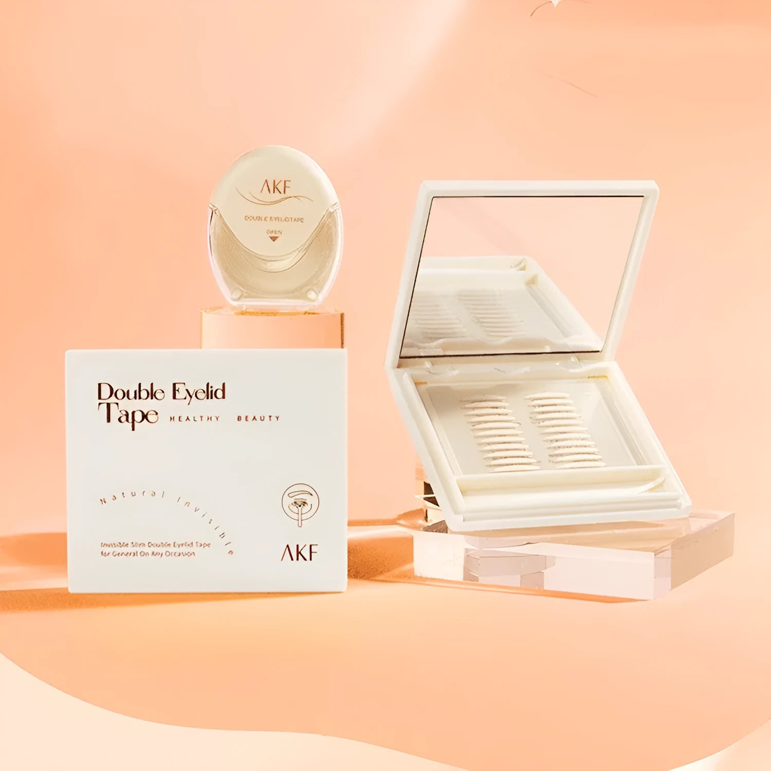 Roll of invisible lace double eyelid stickers with clear adhesive, 120 pieces in crescent and olive shapes