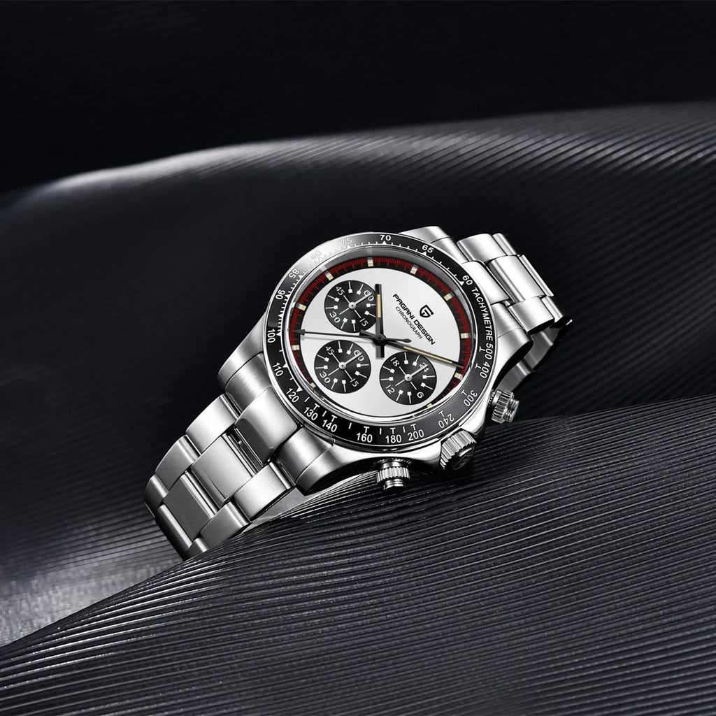 Berjani men's stainless steel chronograph watch with Seiko movement and 40mm dial