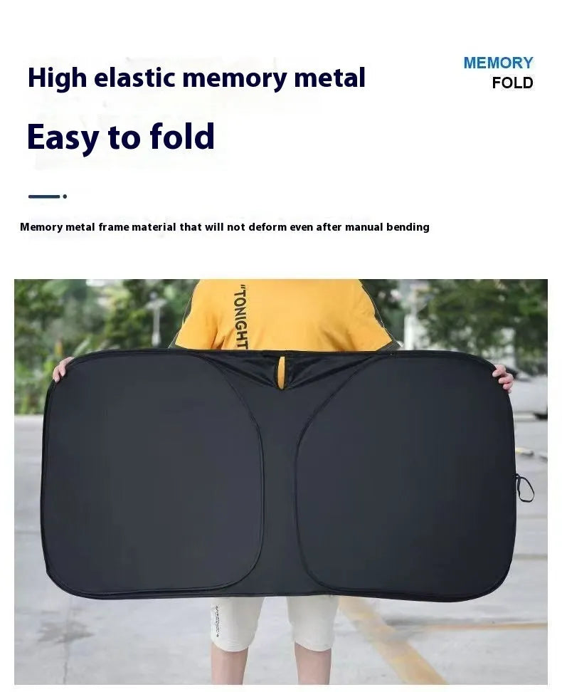 Titanium silver aluminium foil car sunshade shown unfolded.