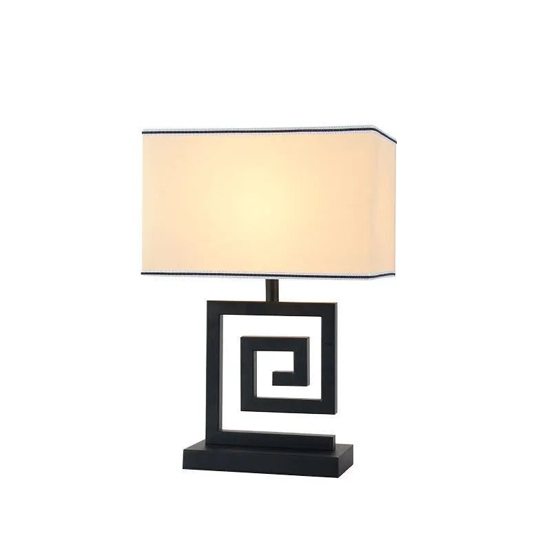 Retro style living room decorative table lamp with fabric lampshade and iron frame, 32cm x 20cm x 48cm, with remote control