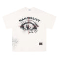 White and black pure cotton T-shirt with retro hip hop gothic letter print, short sleeves.