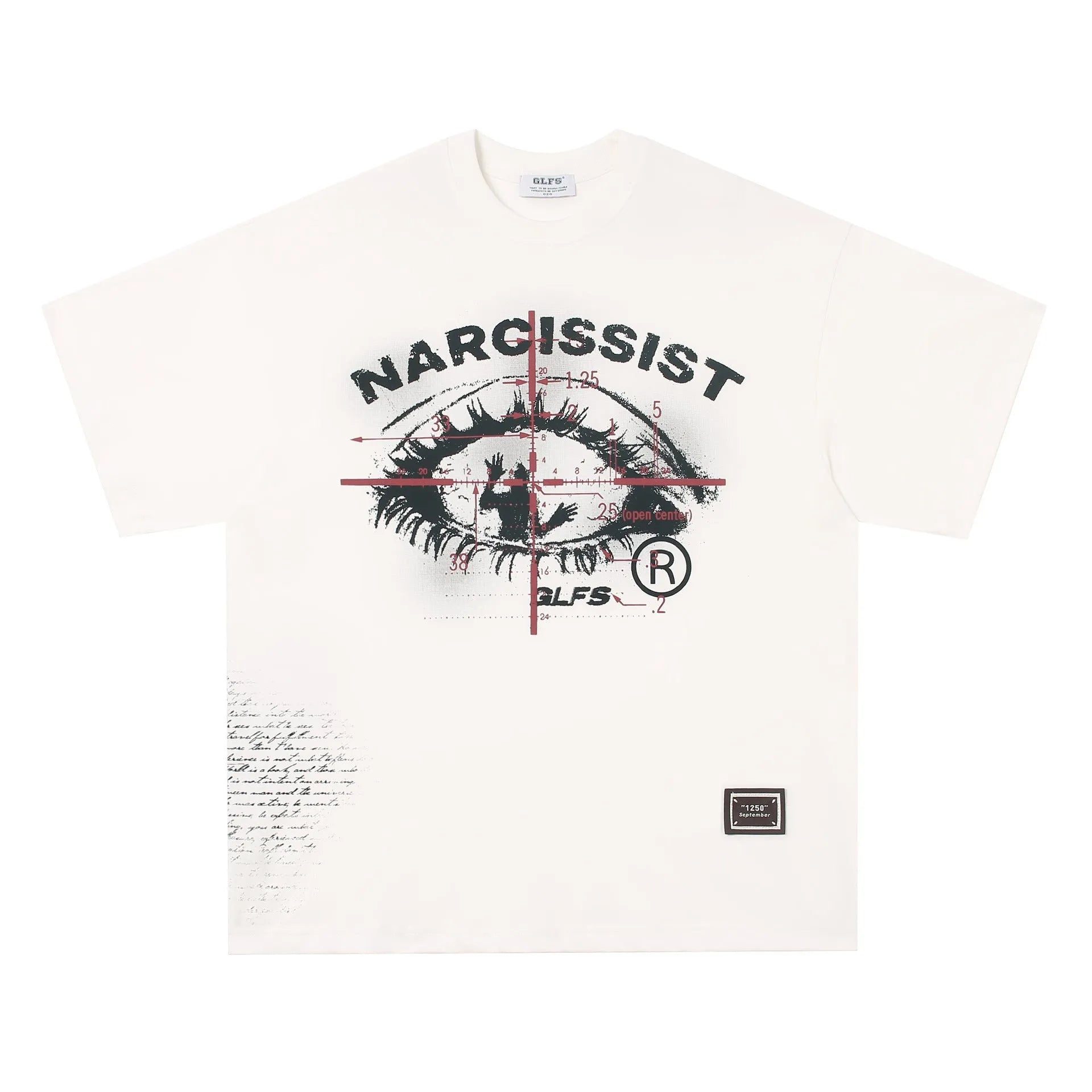 White and black pure cotton T-shirt with retro hip hop gothic letter print, short sleeves.