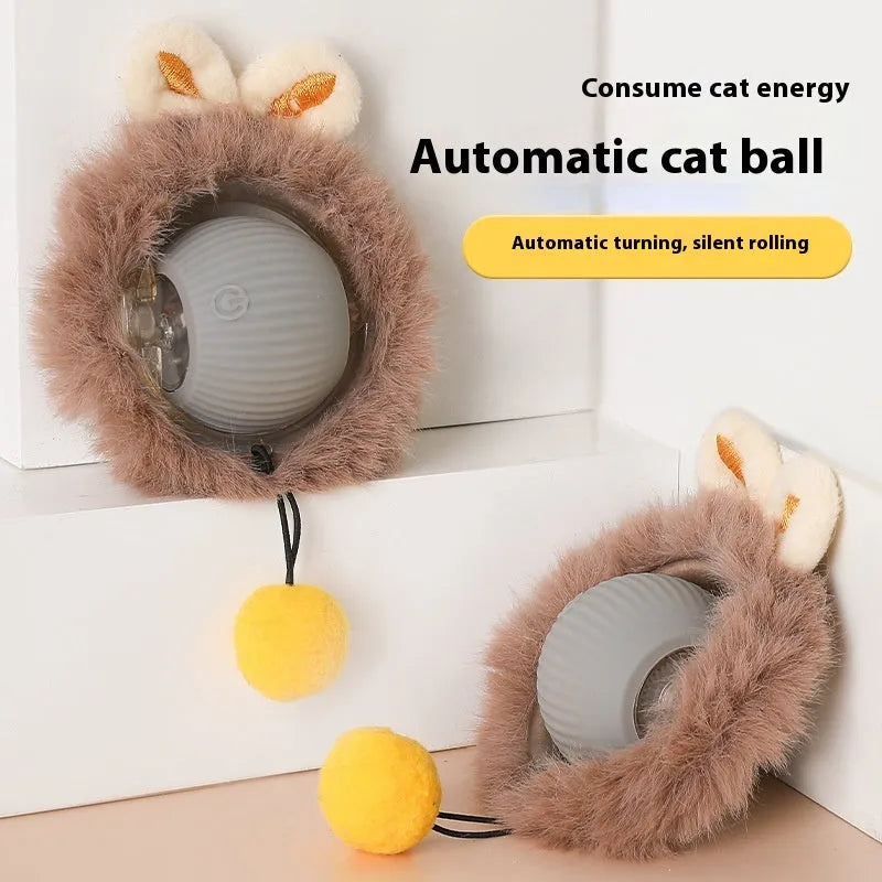 Silicone rolling ball cat toy in red, green, and grey colour options