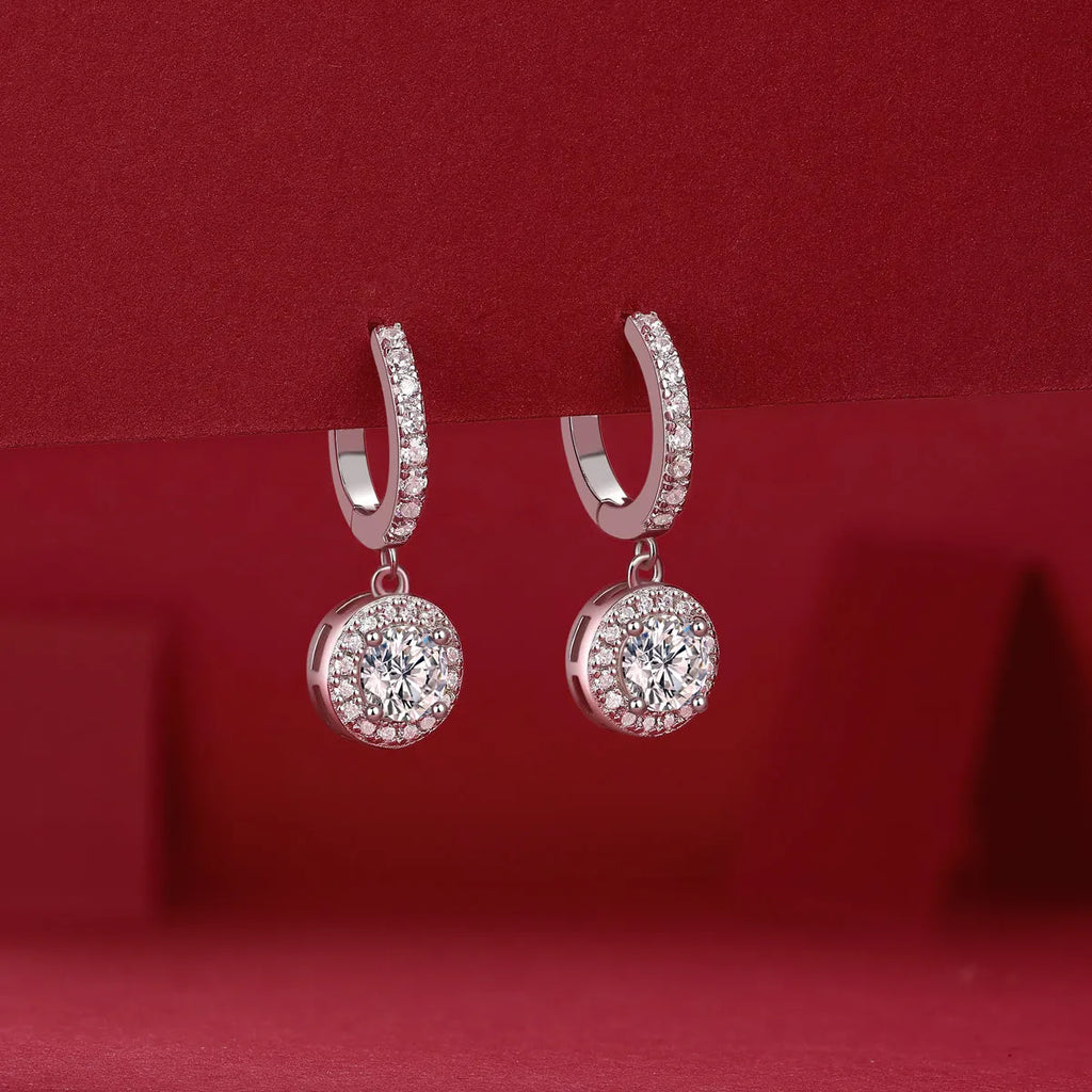0.5-carat moissanite stud earrings S925 silver platinum-plated gift box jewellery