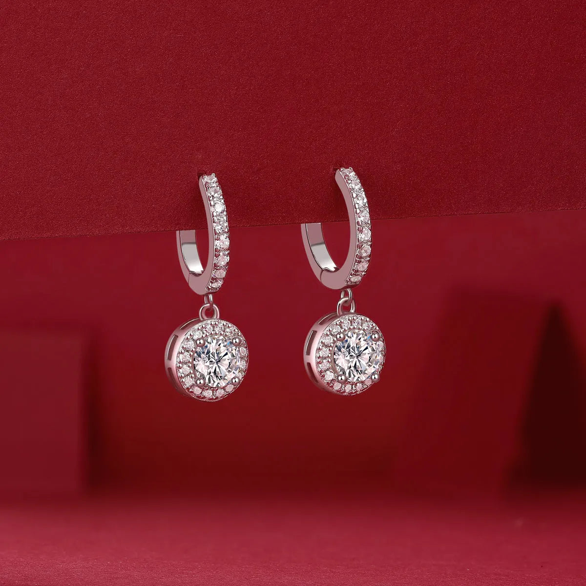 0.5-carat moissanite stud earrings S925 silver platinum-plated gift box jewellery
