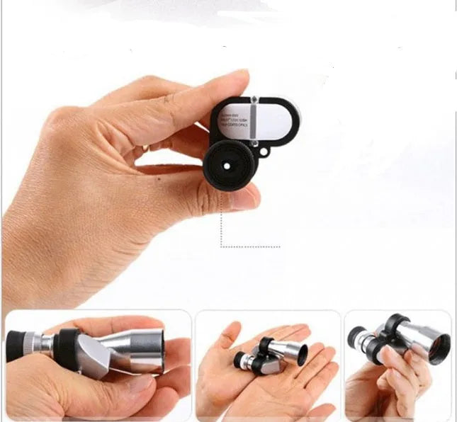 Compact aluminium alloy monocular telescope with 8x magnification and 20mm objective lens