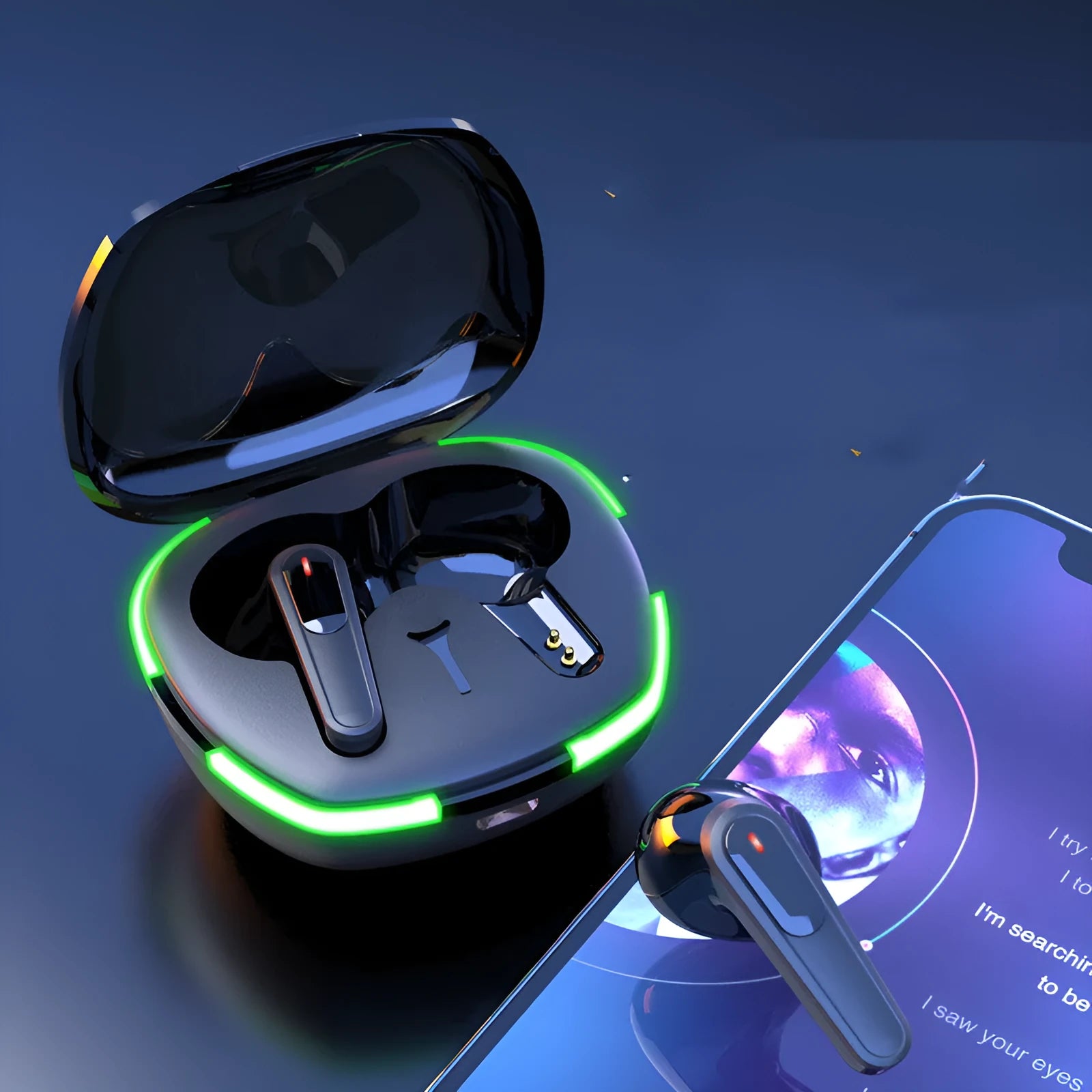 Black Bluetooth headset with charging cabin and matte finish for outdoor activities