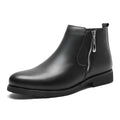 Men's black leather formal shoes, big size, with plush lining and rubber outsole