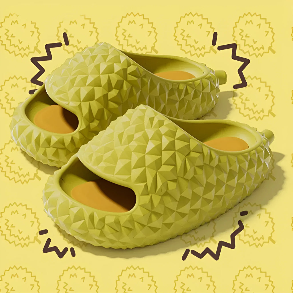 Durian slippers peep-toe EVA bathroom flip-flops in golden pillow yellow with non-slip sole