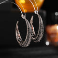 Geometric copper hoop earrings with electroplated zirconium in gold white, purple, green, black and silver white finishes