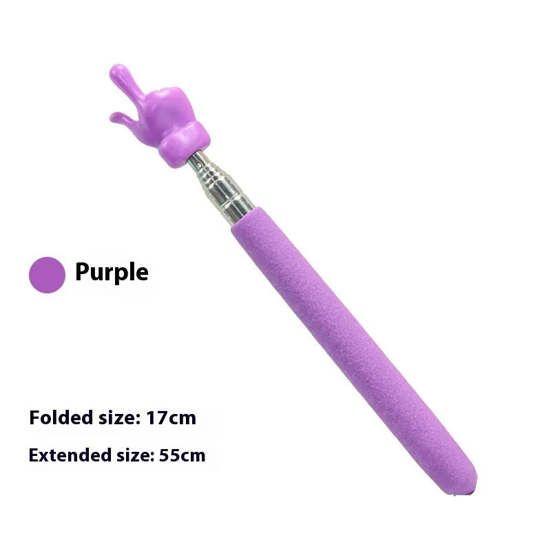 Retractable stainless steel baton pointer in black and white fingers colour, extended for use