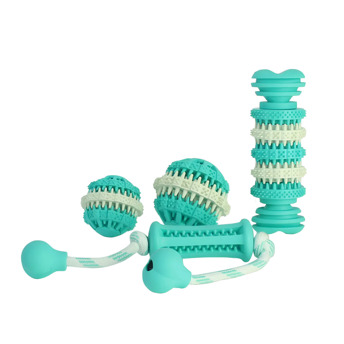 Dog molar chew toy in bone rope and spherical shapes with cotton face rope molar rod