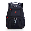 Black Oxford cloth large capacity computer backpack for 14-inch laptop with zippered organiser pockets