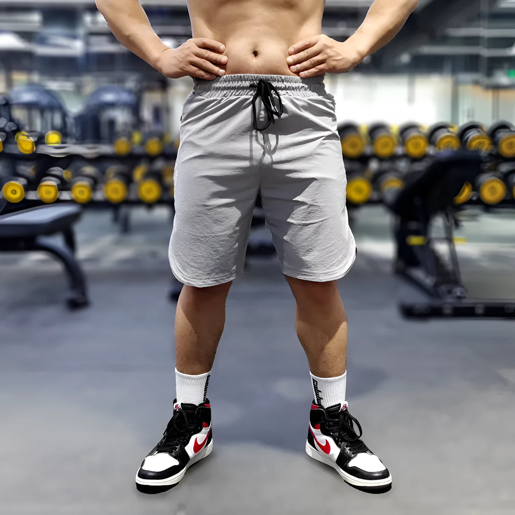 Men's sports running shorts in quick-drying thin nylon-spandex fabric