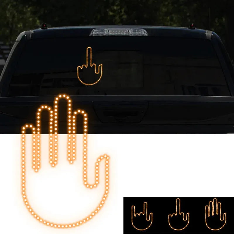 Black plastic LED gesture car light with remote control showing three illumination modes