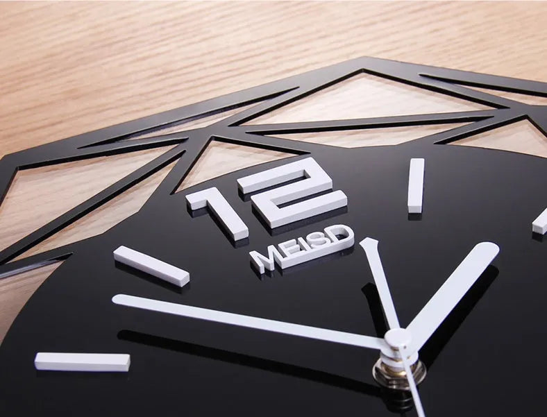 Square acrylic wall clock with sweeping movement, 58cm size, white face and frame, mounted on a light wall