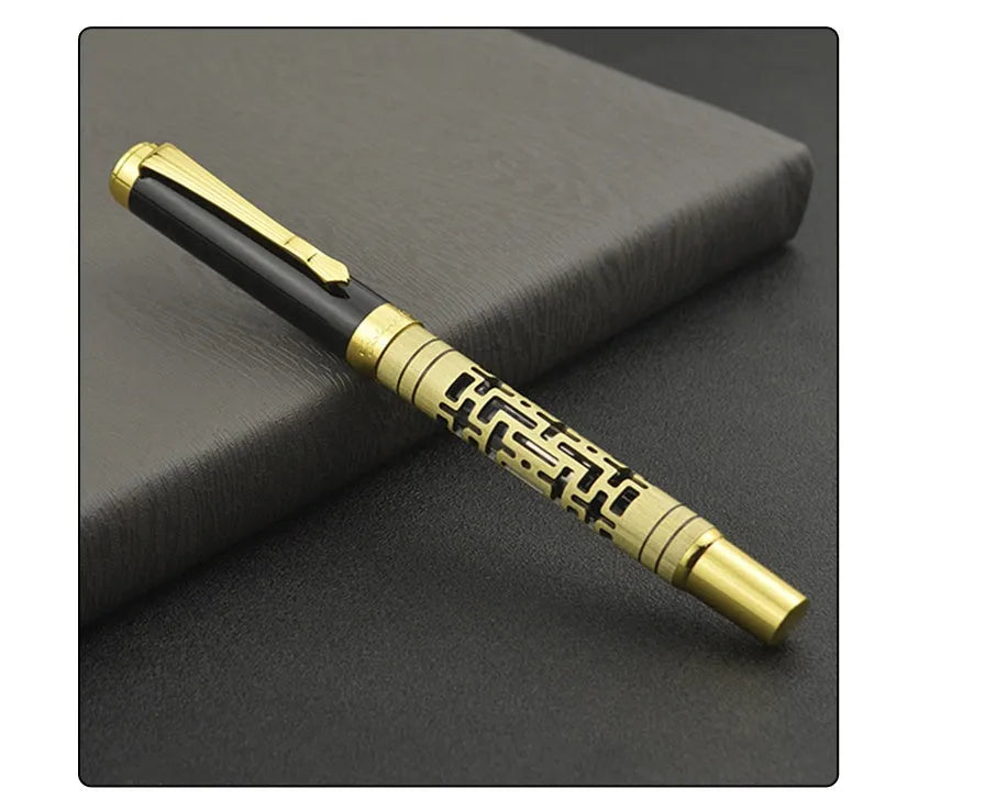 Metal fountain pen with iridium nib 0.7mm big tip in yellow bronze colour
