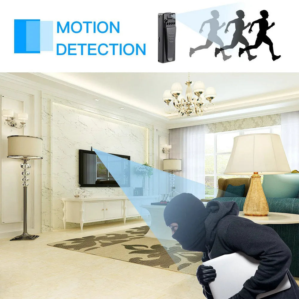 Black 1080p HD home security camera with rotational mount and night vision capability