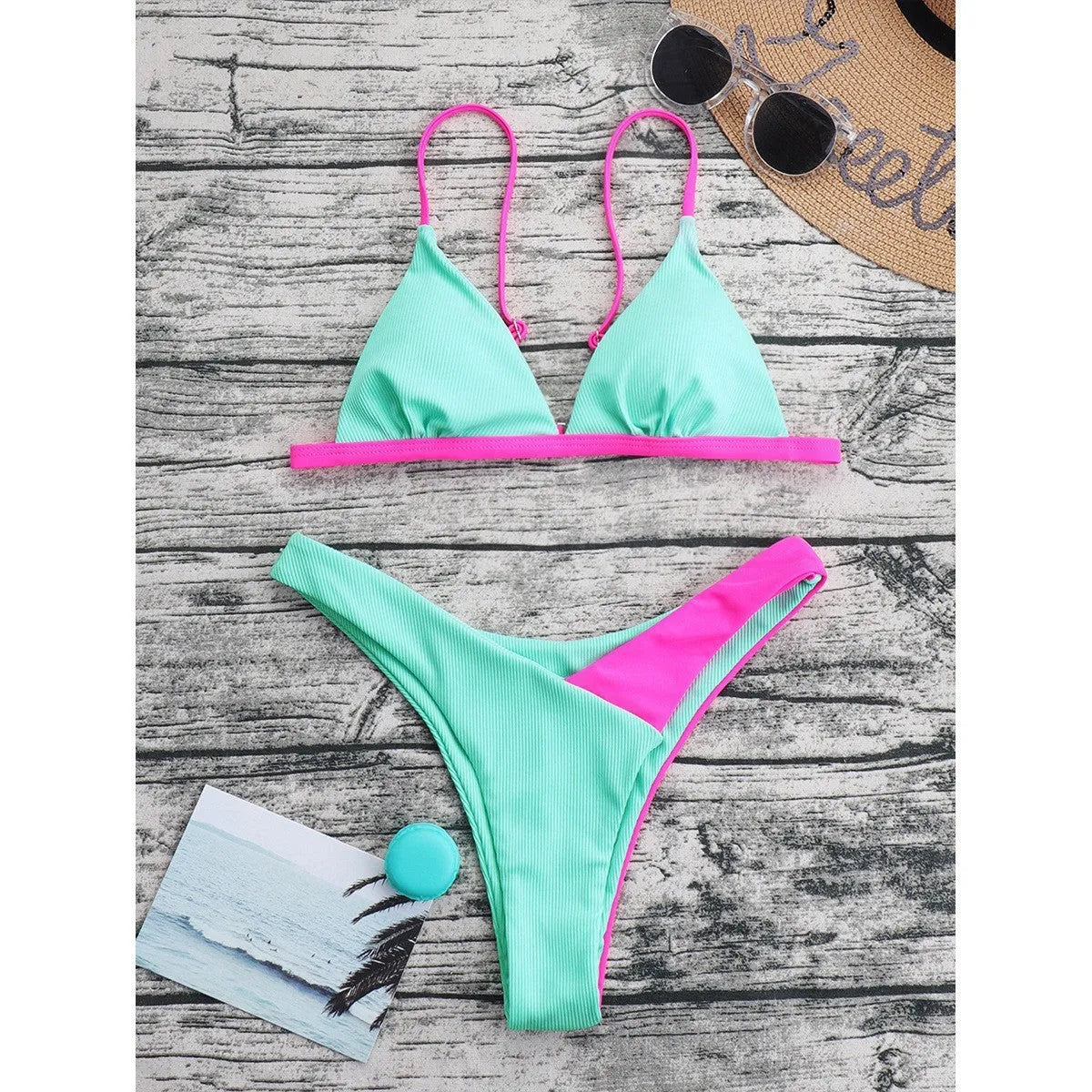 Women's brief style swimsuit bikini set in European American fashion style
